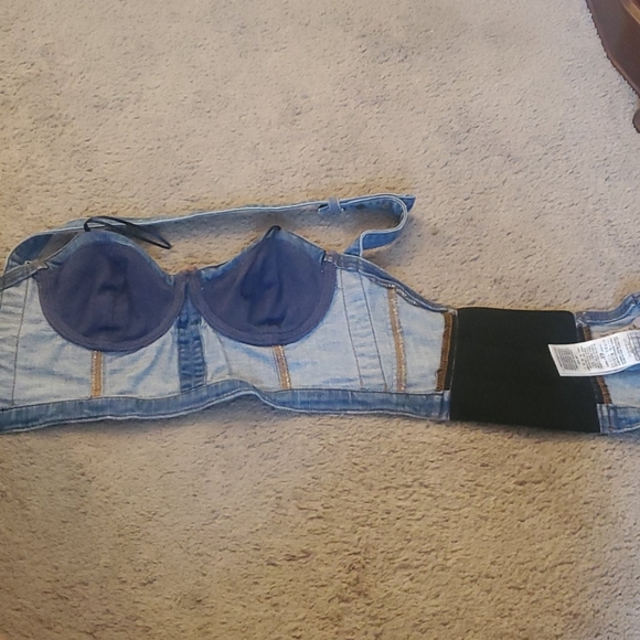 Guess Denim Bustier Crop Top - Picture 12 of 16